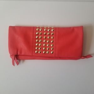 Pink gold studded ladies clutch